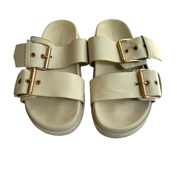 AllSaints Sian Leather Buckle Sandals Beige Women’s Size 9 EU 39 Retail $250 - Picture 1 of 11